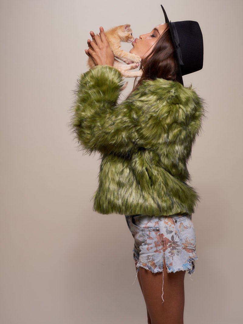 Plush Jade Fox Faux Fur Bomber