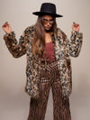 Leopard Faux Fur Coat with Collar