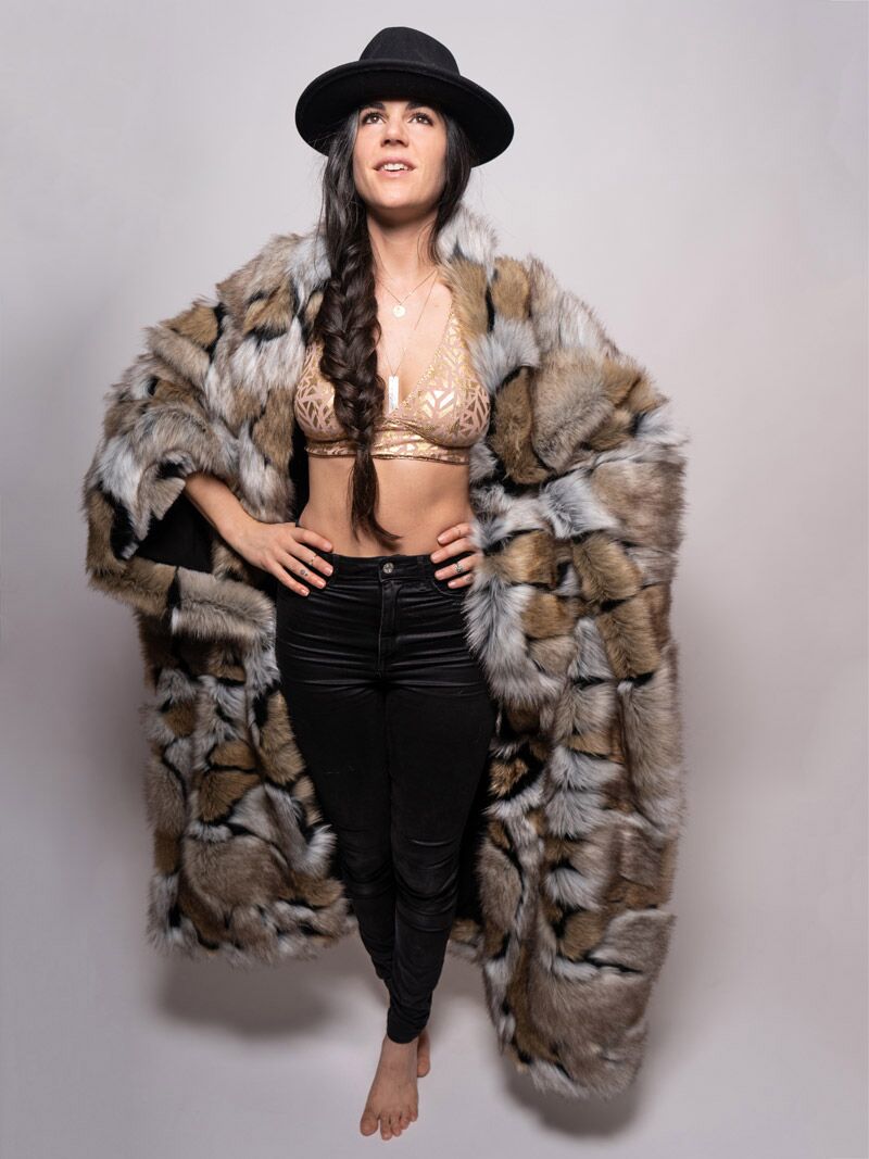 Faux Fur Wolverine Throw on Female Model