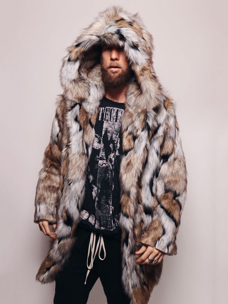 Faux fur hood overcoat on sale