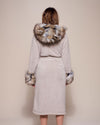 Woman wearing Wolverine Classic Faux Fur Robe, back view