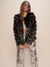 Woman wearing Black Tundra Fox Faux Fur Bomber Jacket