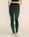 Women's Velvet Leggings | Emerald Green Burnout Tiger