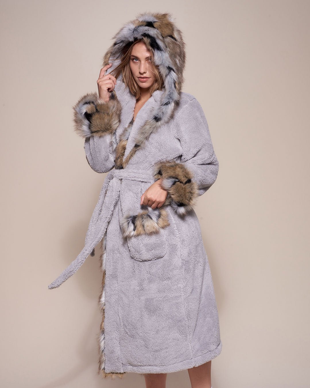 Faux Fur Wolverine Design Robe on Female