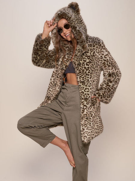 Faux Fur Leopard Women s Coat With Hood SpiritHoods