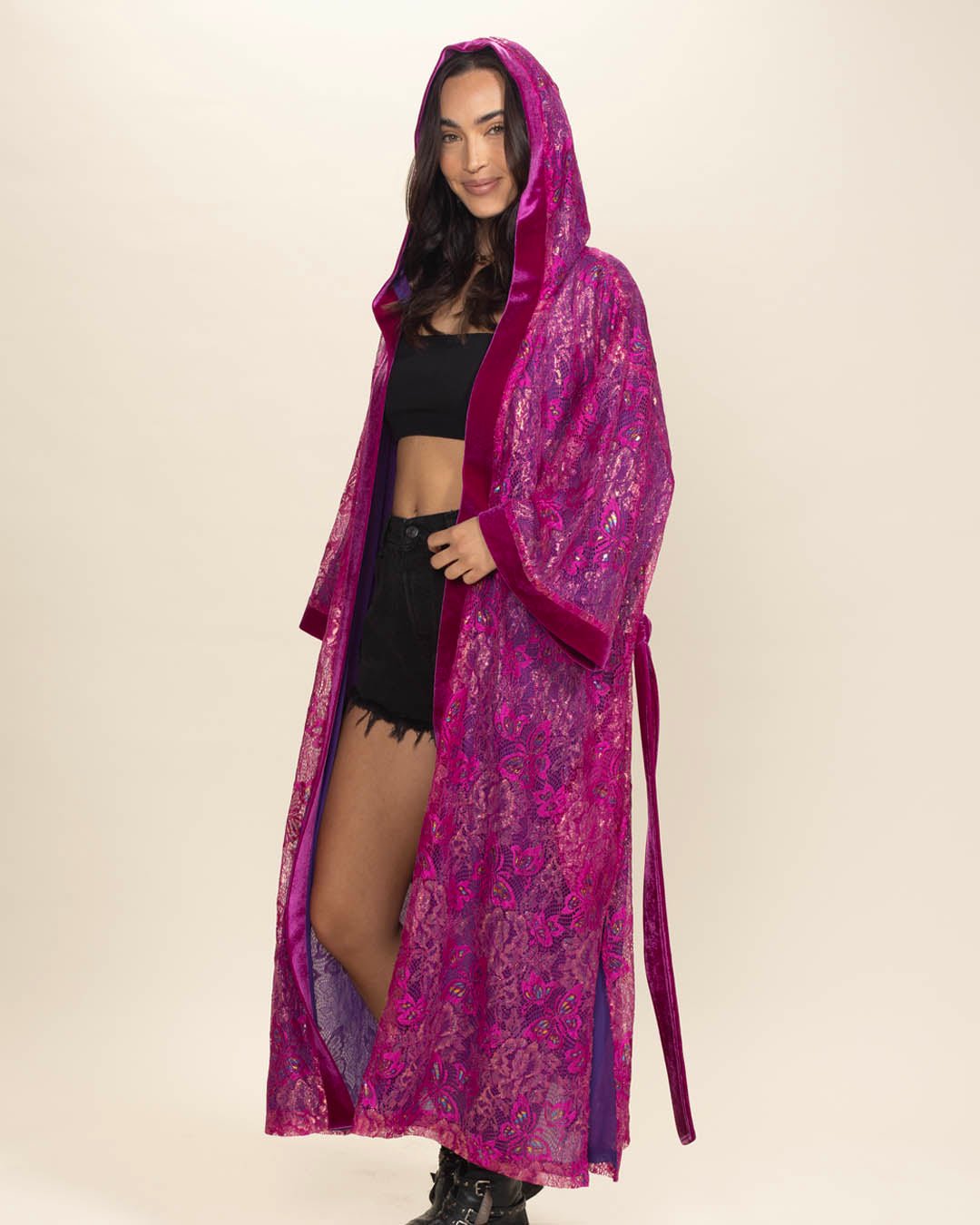 Women&#39;s Festival Kimono | Metallic Pink Butterfly