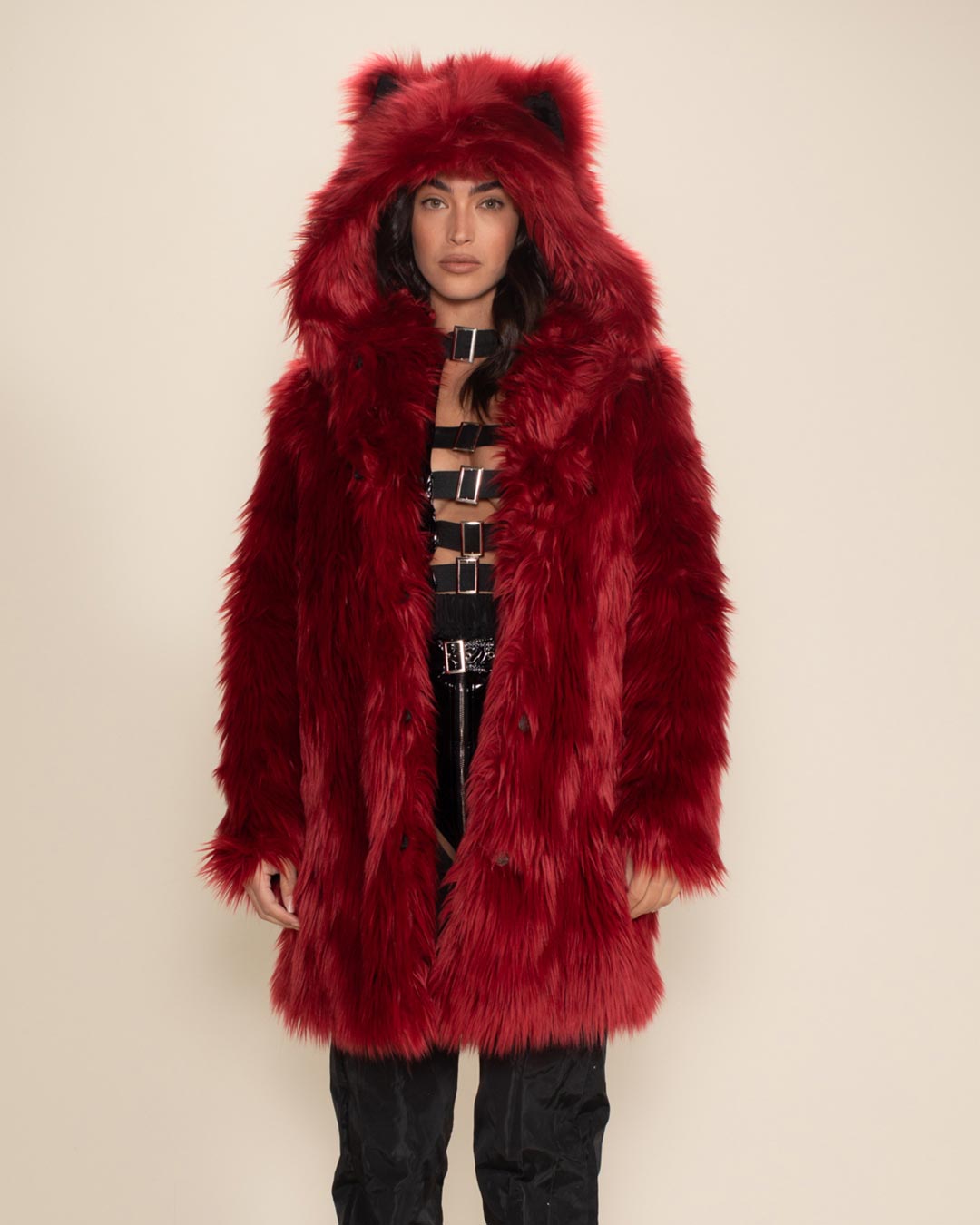 Red Velvet Wolf Classic Faux Fur Coat | Women's