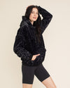 Women's Fur Hoodie | Slate Black Leopard