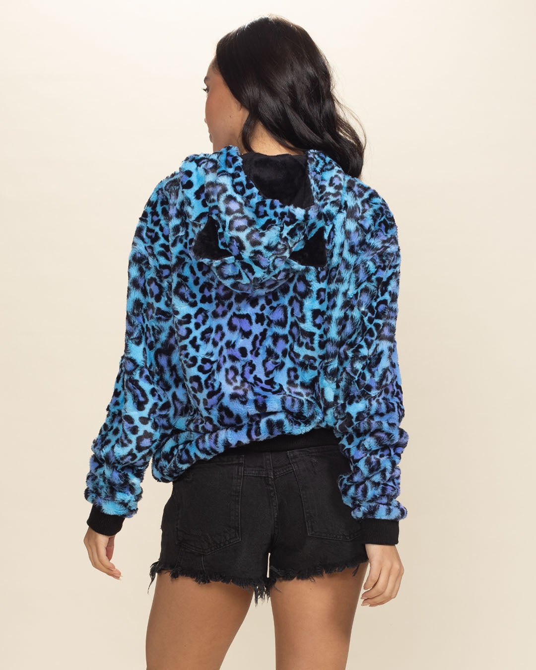 Classic Women's Fur Hoodie | Blue Lynx