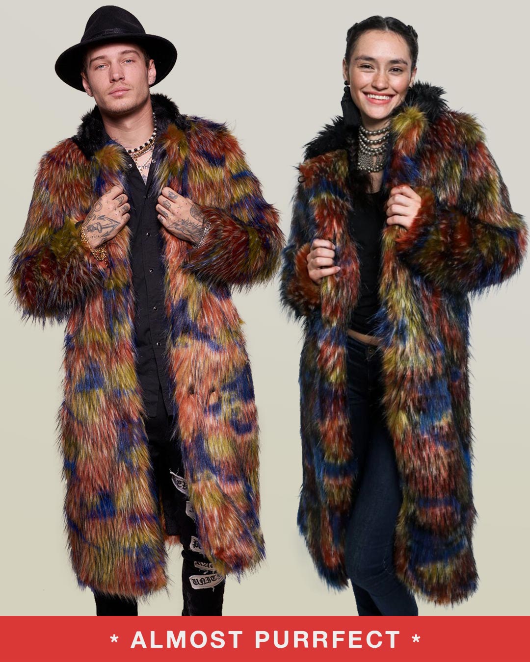 *Almost Purfect* Parrot Calf Length Faux Fur Coat - SpiritHoods