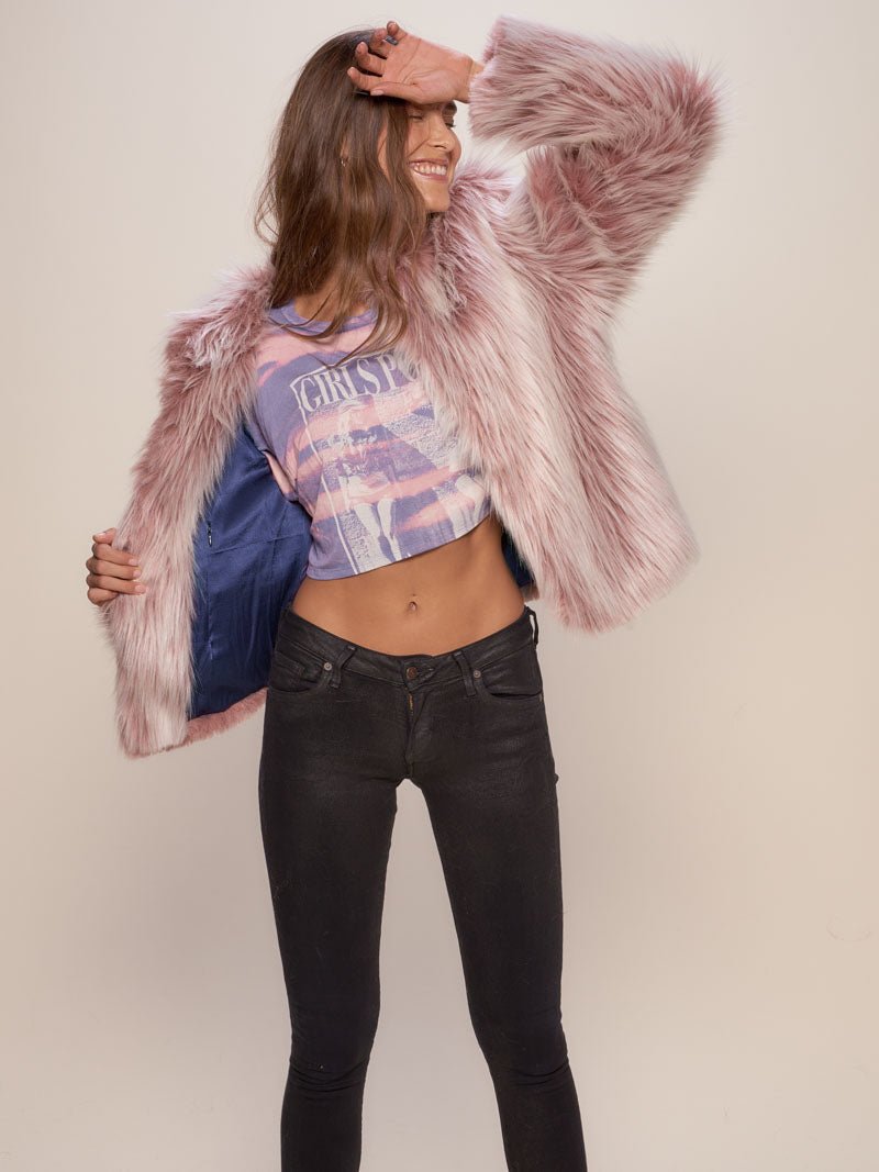 Woman wearing Galah Limited Edition Fake Fur SpiritHoods Bomber