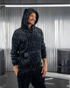 Classic Men's Fur Hoodie | Slate Black Leopard