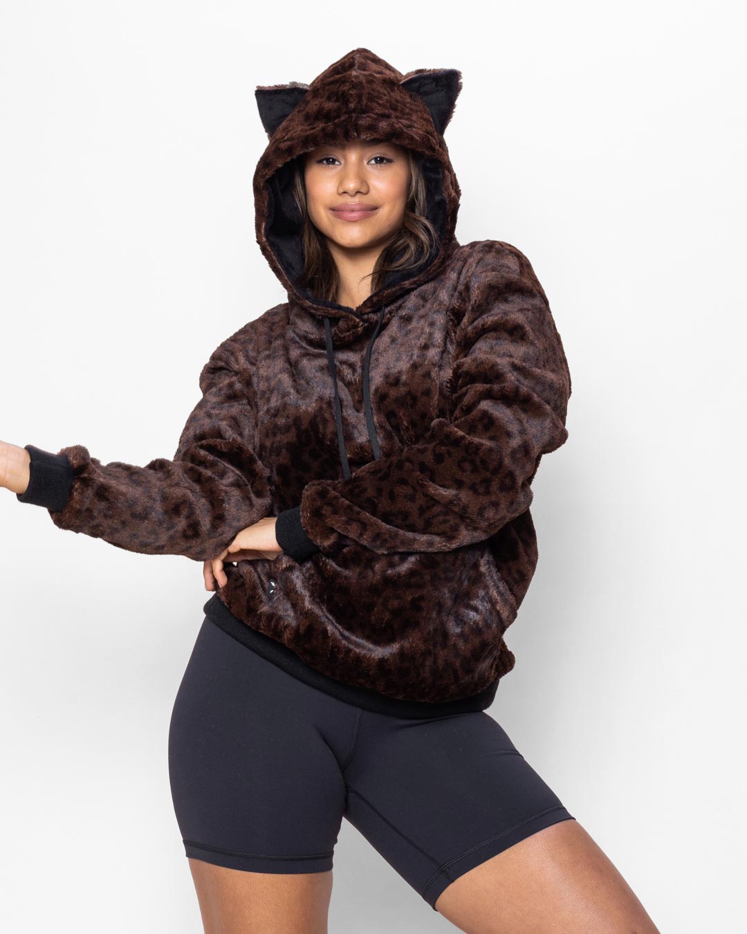 Mahogany Jaguar Classic ULTRA SOFT Faux Fur Hoodie | Women's