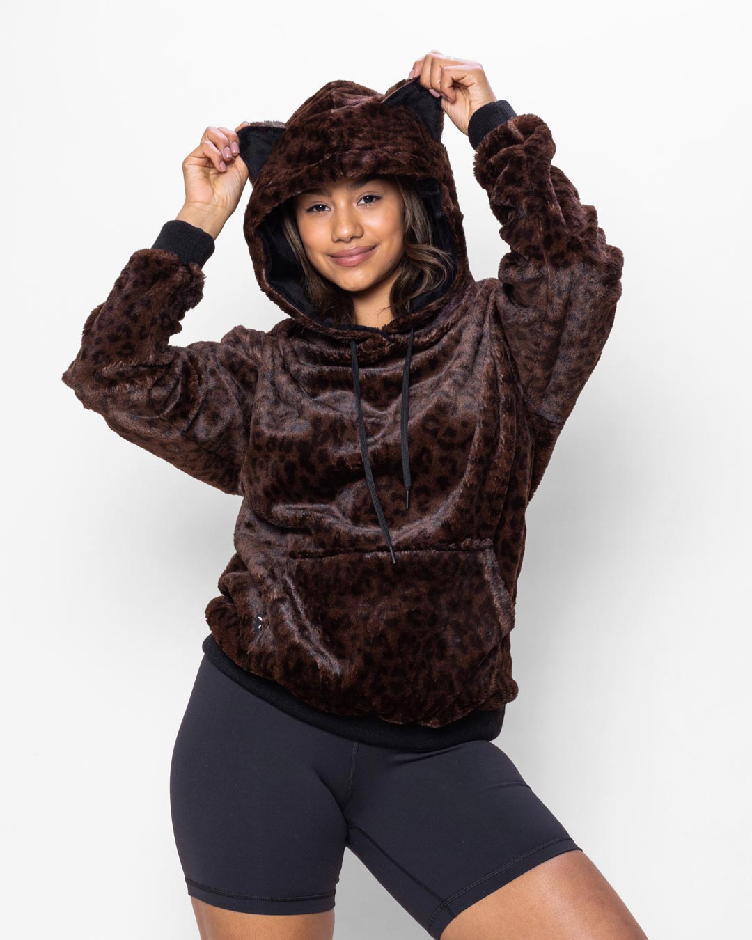 Mahogany Jaguar Classic ULTRA SOFT Faux Fur Hoodie | Women's