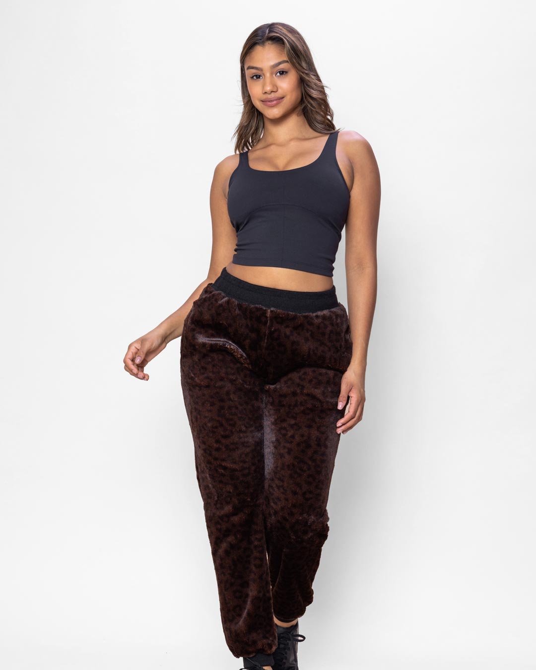 Mahogany Jaguar ULTRA SOFT Faux Fur Sweatpants | Women&#39;s