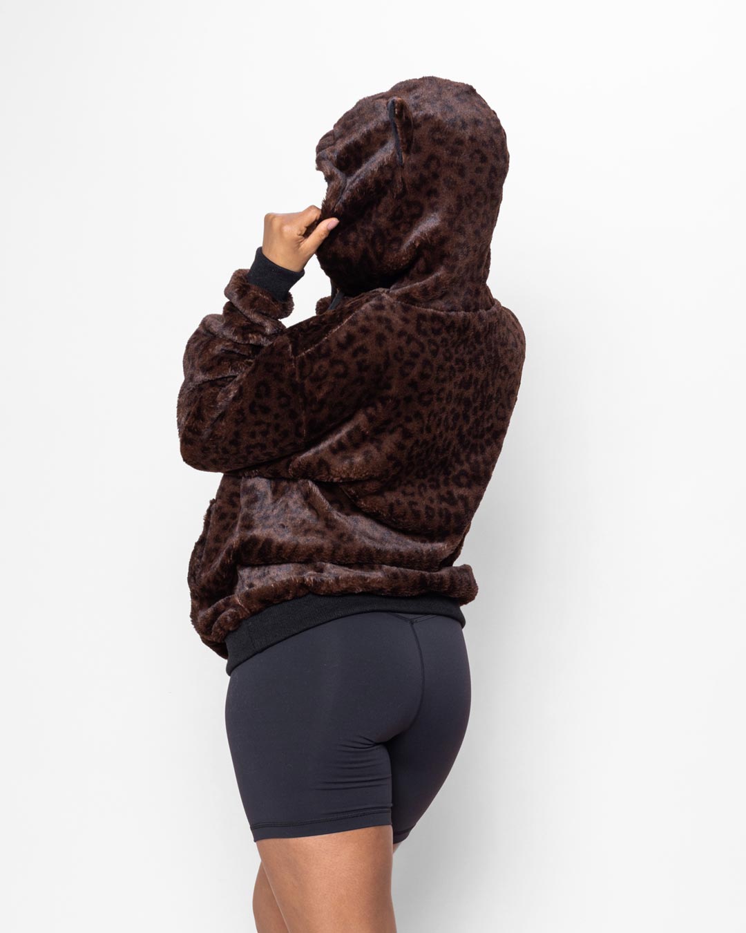 Mahogany Jaguar Classic ULTRA SOFT Faux Fur Hoodie | Women's