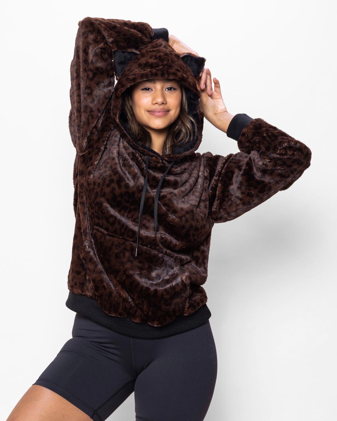 Mahogany Jaguar Classic ULTRA SOFT Faux Fur Hoodie | Women&#39;s