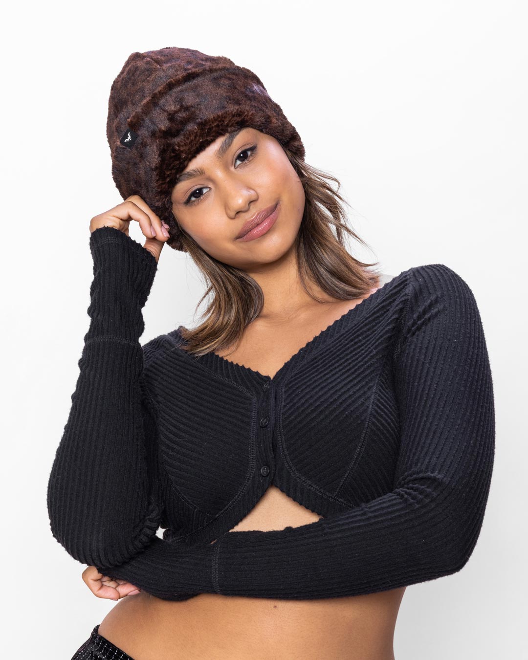 Mahogany Jaguar Faux Fur Beanie | Women's