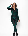 Women's Green Full Bodysuit | Emerald Tiger