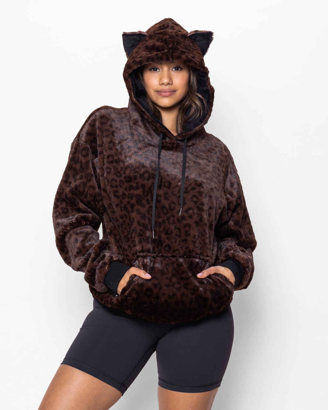 Mahogany Jaguar Classic ULTRA SOFT Faux Fur Hoodie | Women's