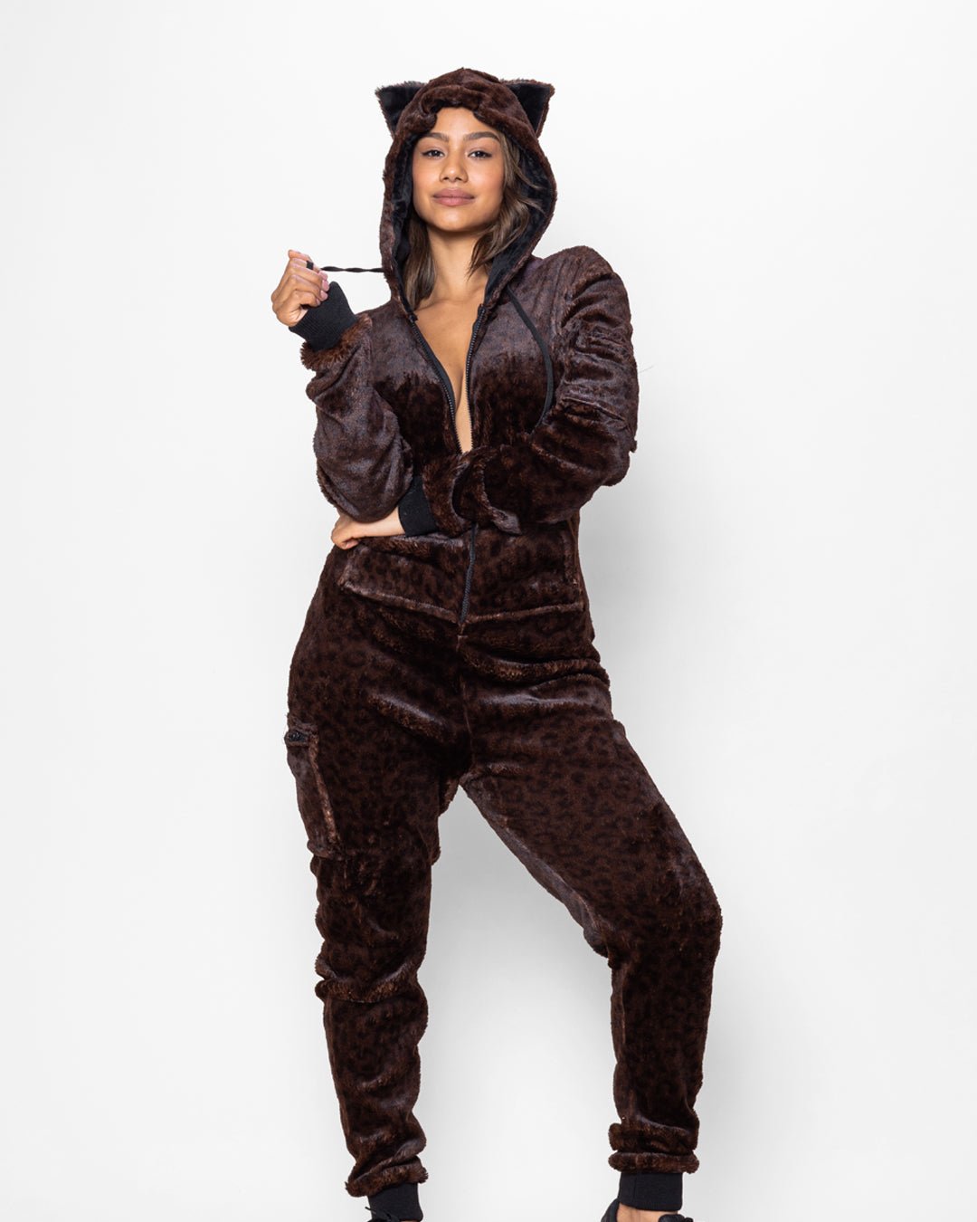 Mahogany Jaguar Classic Ultra Soft Faux Fur Onesie | Women's