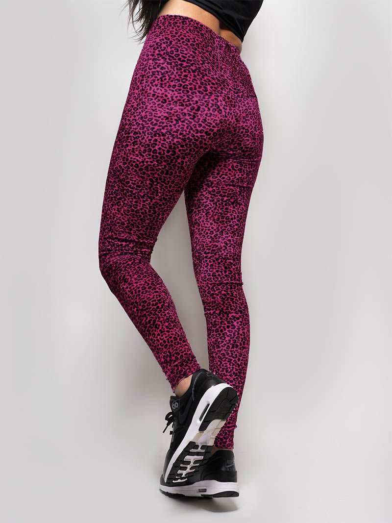 Leopard Velvet Leggings in Pink