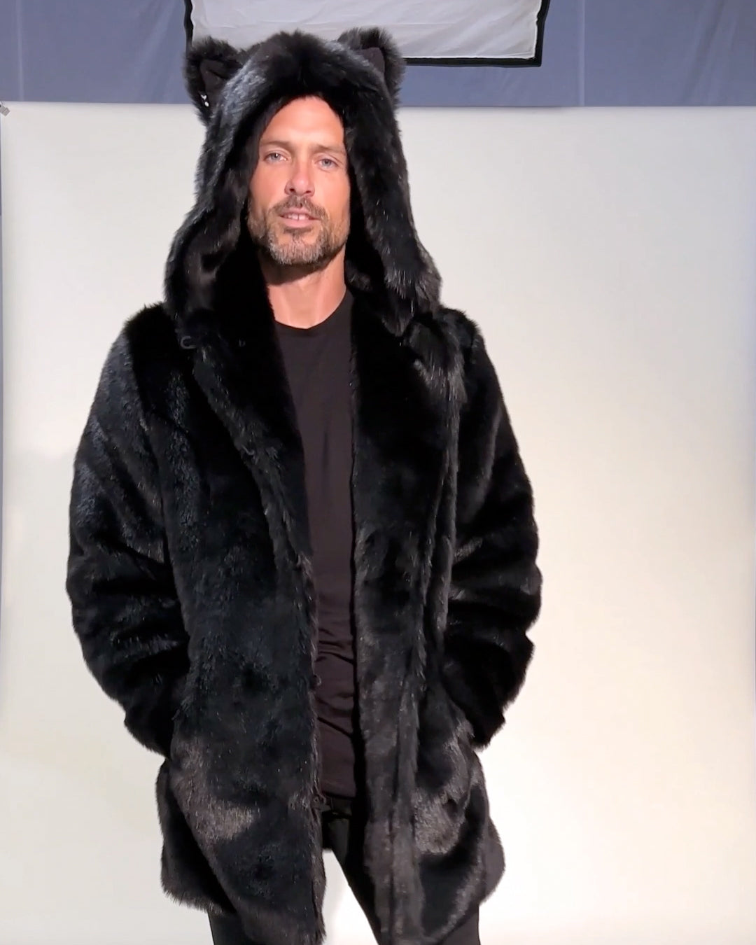 Classic Men's Faux Fur Coat | Black Panther