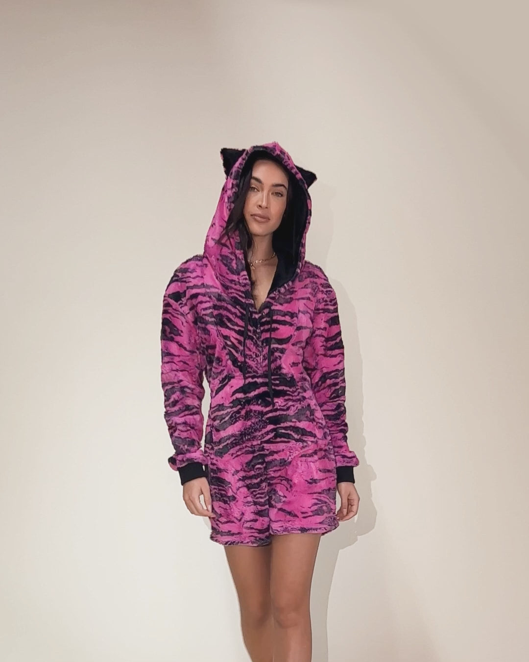 Raspberry Tiger Classic Collector Edition Ultra Soft Faux Fur Romper | Women's