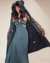 Classic Women's Long Sequin Coat | Oasis Emerald Green