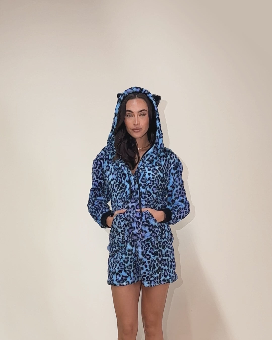 Electric Blue Lynx Classic Collector Edition Ultra Soft Faux Fur Romper | Women's