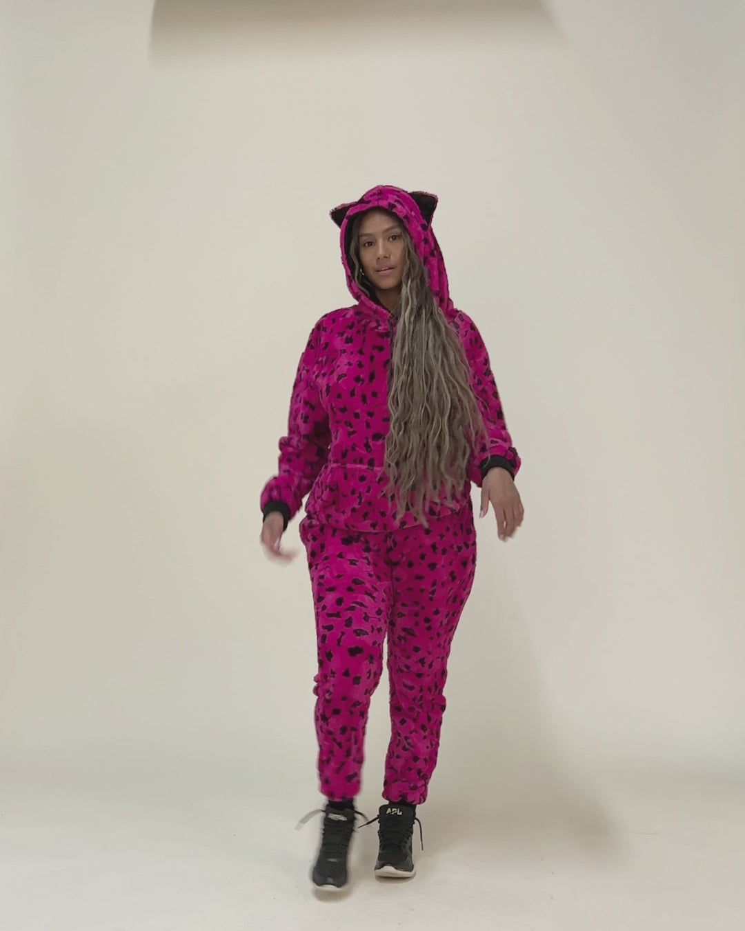 Classic Women's Fur Hoodie | Pink Cheetah