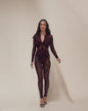 Women's Full Body Lace Bodysuit | Red Garnet Snakeskin