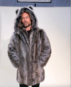 Video of male model wearing the Grey Wolf Classic faux fur coat.