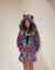 Classic Women's Faux Fur Coat | Neon Graffiti Leopard