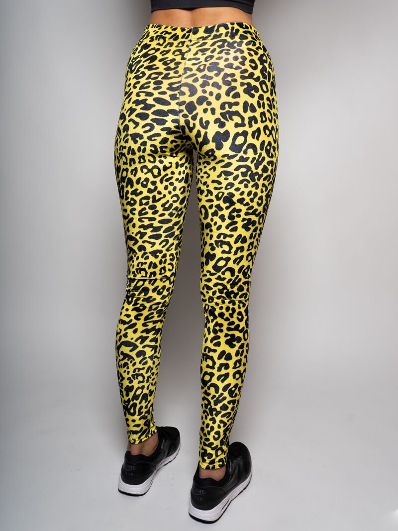 Women's Velvet Leggings with Neon Yellow Cheetah Design