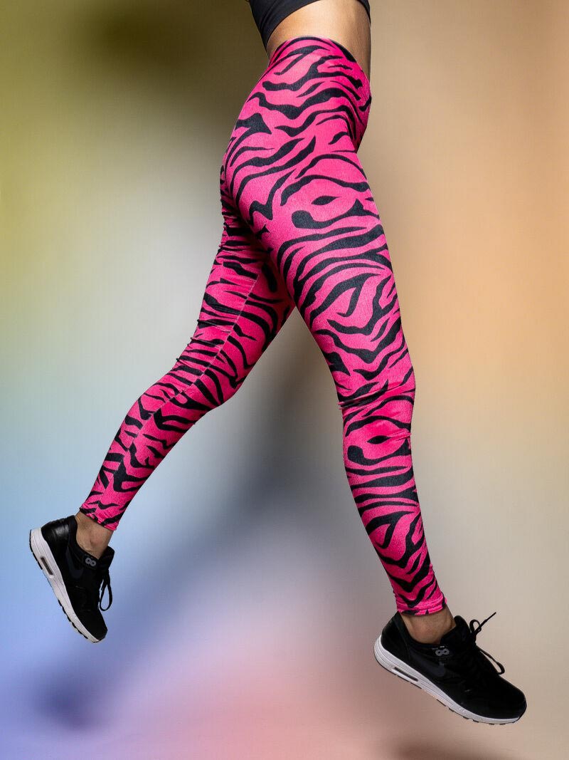 Neon Pink Zebra Velvet Leggings Women s SpiritHoods