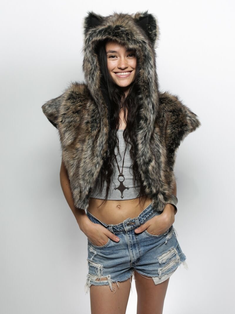 Dire Wolf Faux Fur Shawl on Woman