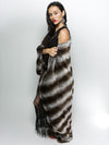 Faux Fur Throw Wrapped Around Female Model in Chinchilla Italy Design