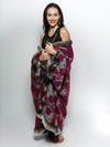 Greey and Burgandy Chinchilla Italy Faux Fur Throw Wrapped Around Female