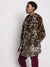 Women's Leopard V-Neck Faux Fur Coat 