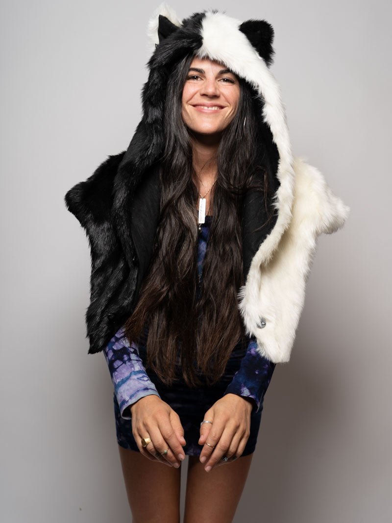 Moon Wolf Hooded Faux Fur Shawl