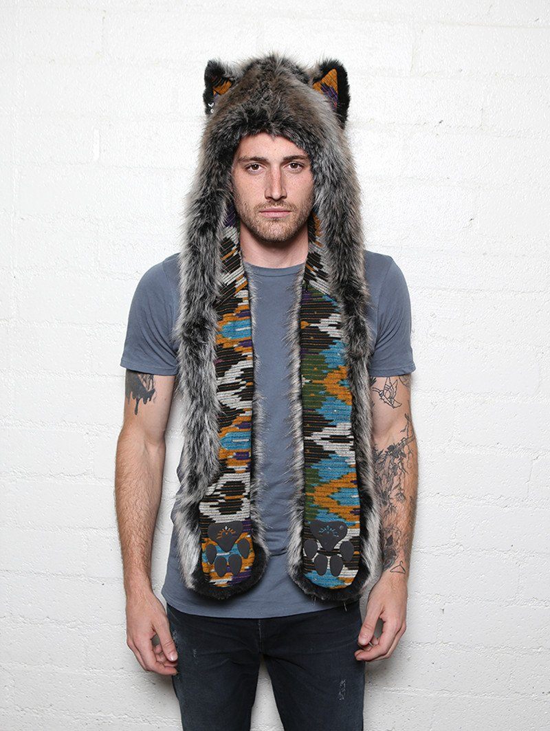 Grey Wolf Ikat Collectors SpiritHood | Embrace the Wild - SpiritHoods