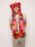 Man wearing faux fur Calico Leopard Collector Edition SpiritHood, front view 3