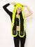 Exterior and Liner View with Logo Paws on Neon Yellow Faux Fur Hood