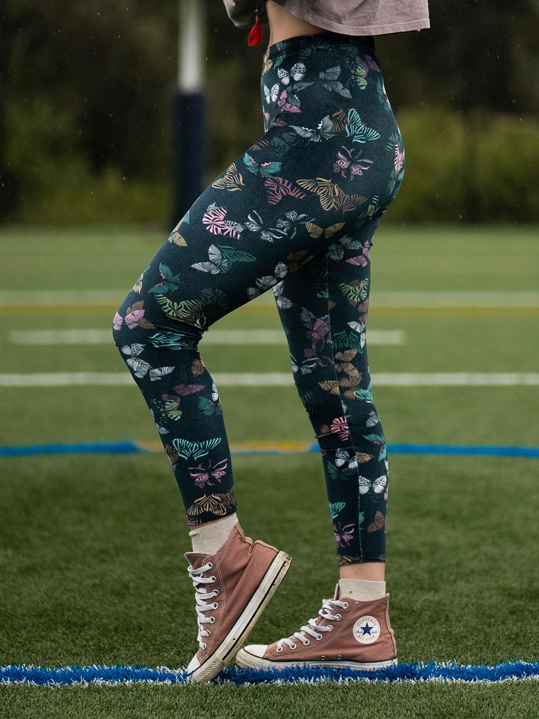 Woman wearing Butterfly Velvet SpiritHoods Leggings