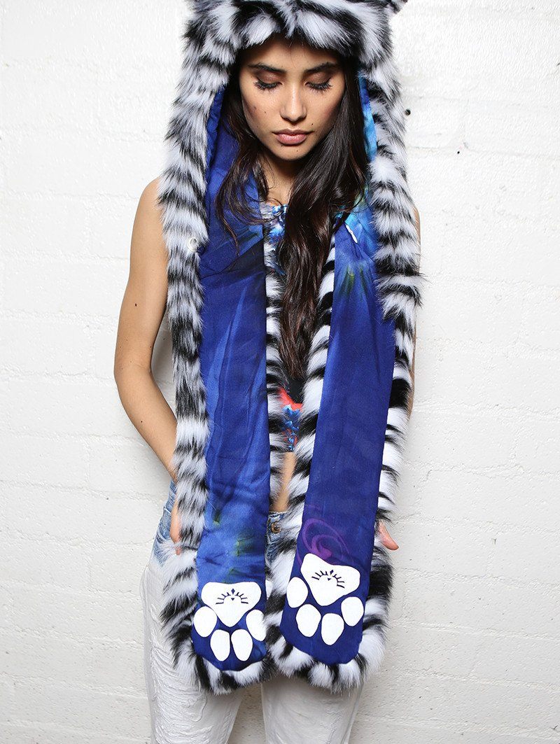 Female Wearing Oceana White Tiger SpiritHood