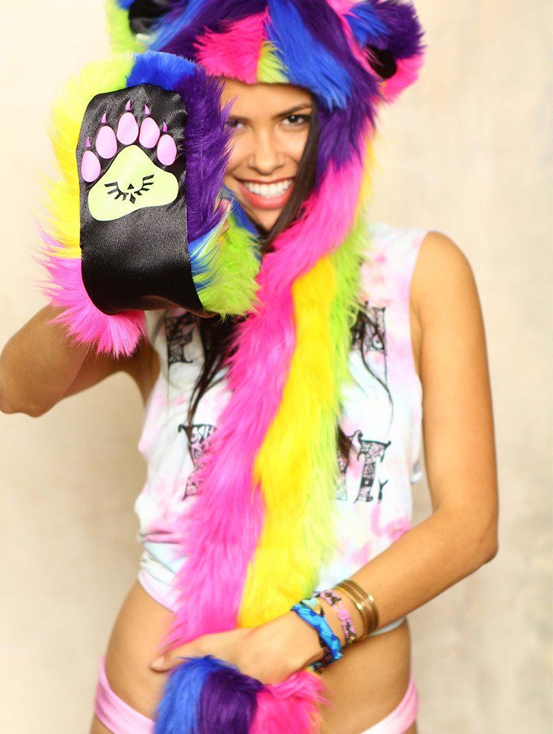 Magic Bear Faux Fur SpiritHood on Female Model