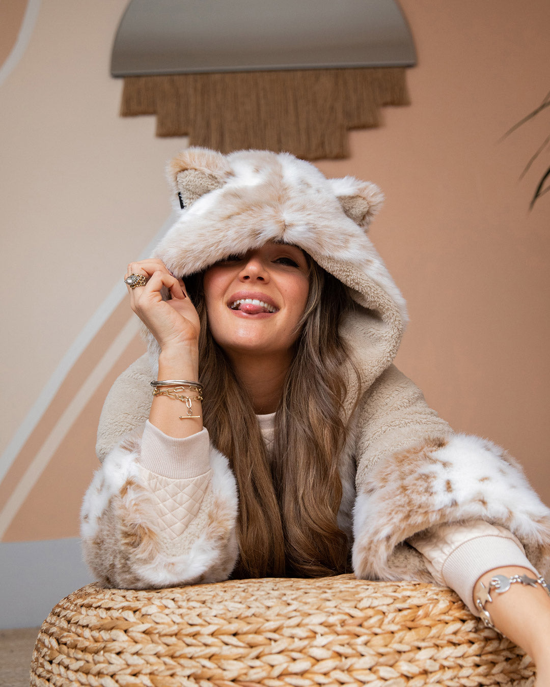 Snow Leopard Women's Faux Fur Robe House Coat | SpiritHoods