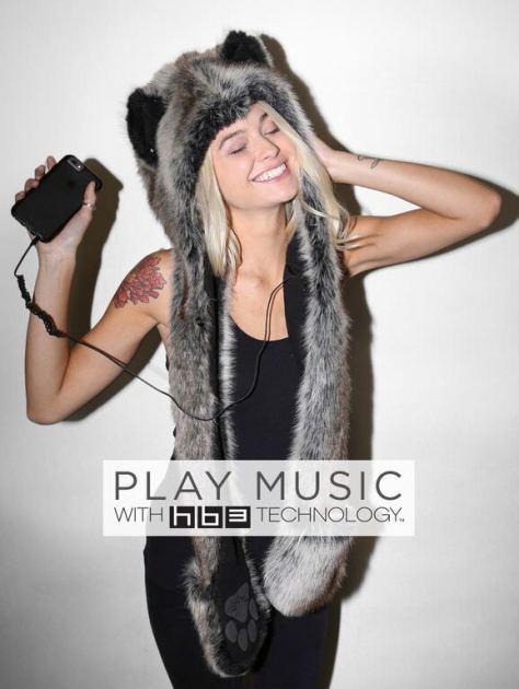 Grey Wolf Faux Fur SpiritHood HB3 