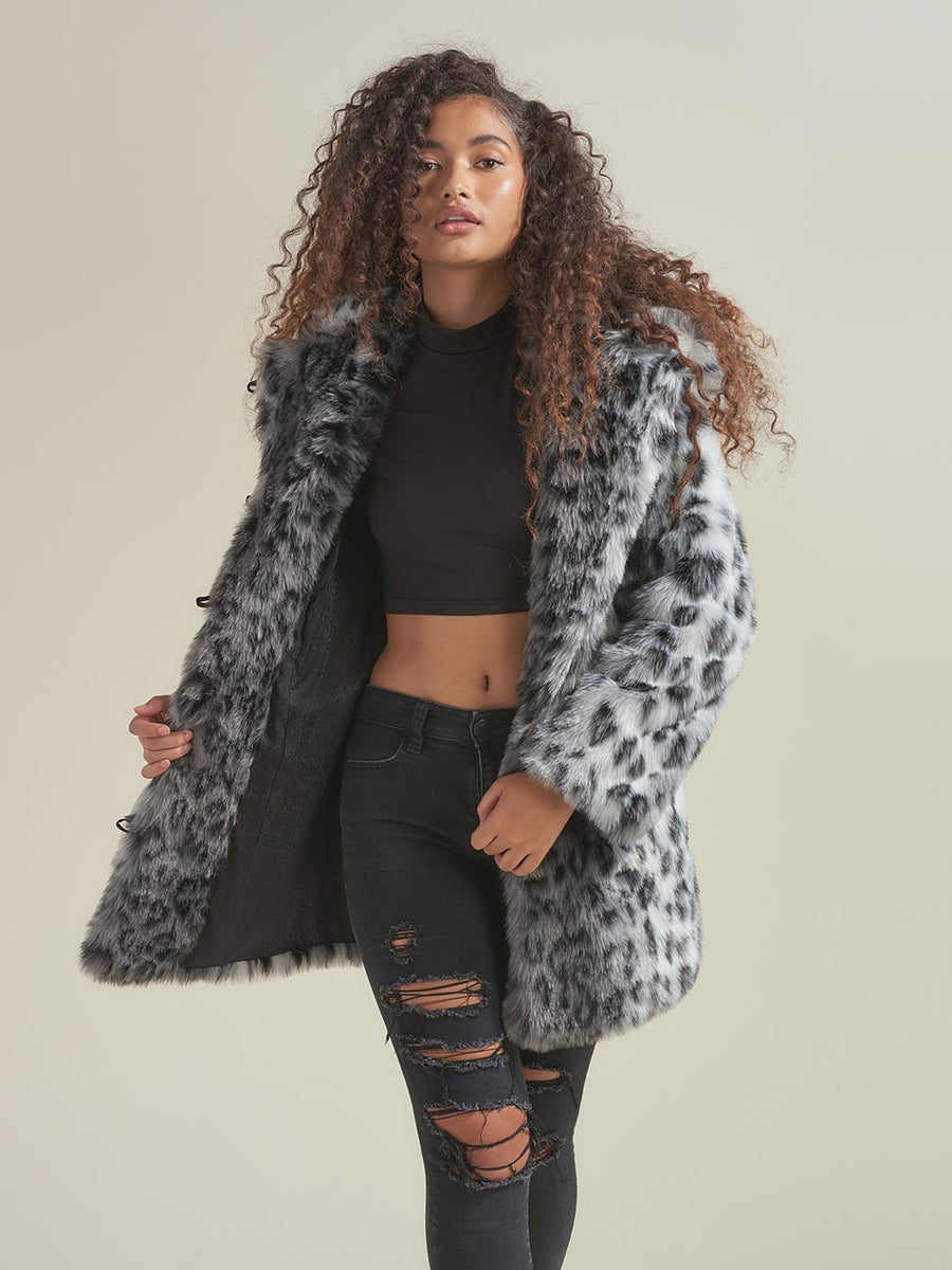 Snow Leopard Classic Faux Fur Coat | Women's - SpiritHoods